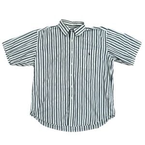 Vintage Ralph Lauren Blaire Short Sleeve Button-Up Shirt Green Stripe Mens L